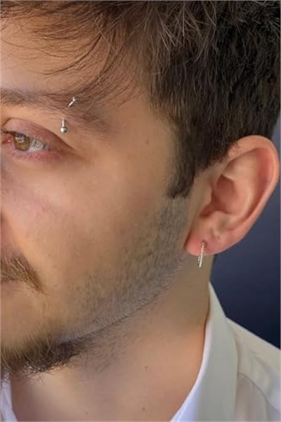 14 Ayar Beyaz Altın Burgulu Halka Erkek Küpe ERKZ091369