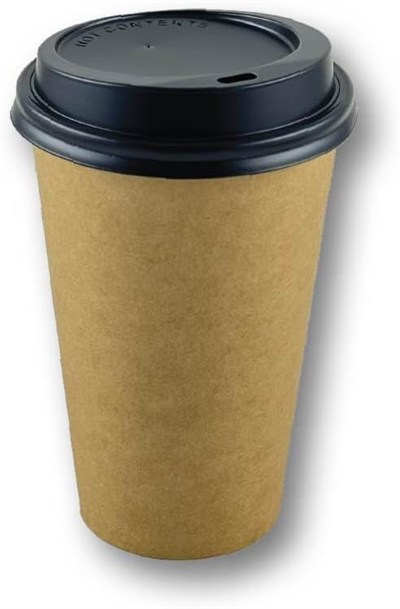 16 OZ Kahverengi Kraft Kapaklı Baskısız Karton Sıcak Kahve Bardağı 100 Adet