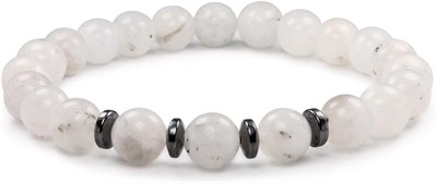 (1769) Ay Taşı - Hematit Doğal Taş Bileklik 8 Mm Çeşitli 18-19 cm