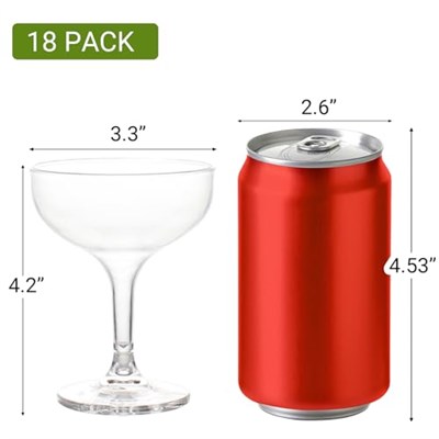 18 Adet 5oz Akrilik Martini Bardakları Parti Şampanya Kulesi Plastik Şampanya Kupası Bardakları Martini, Margarita, Kokteyl, Tatlı için (Tekrar Kullanılabilir, Bulaşık Makinesinde Güvenli)