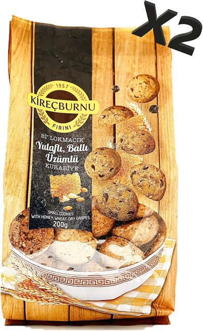 1957 KİREÇBURNU FIRINI YULAFLI, BALLI & ÜZÜMLÜ Bİ LOKMACIK KURABİYE 200 G x 2 PAKET