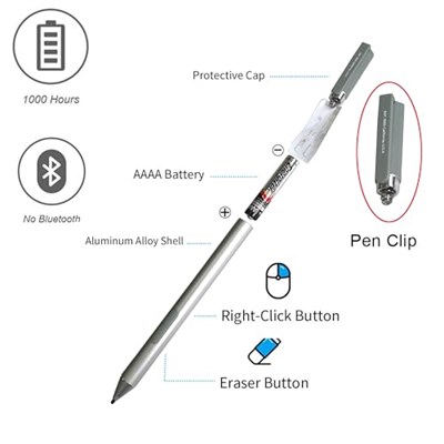 1FH00AA Aktif Dijital Kalem - 2 Düğme - Doğal Gümüş - Elite x2 1012 G2, ProBook x360 11 G1, Pro x2 612 G2 için