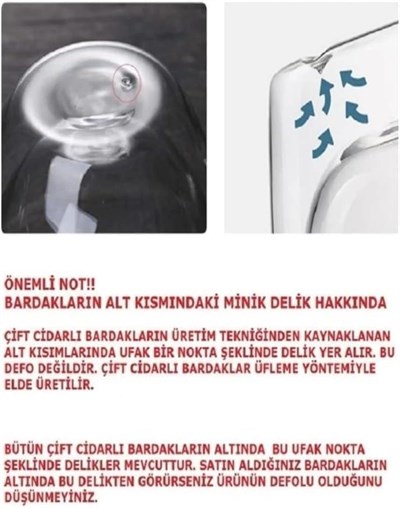 2 Adet Çift Cidarlı Cam Kupa Bardak Su Meşrubat Çay Saplı 250 ml