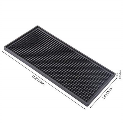 2 Paket Bar Servis Matı, Siyah Salon Berber İş İstasyonu Matı, Kaymaz Esnek Kauçuk Çalışma Matı, Bar Servisi için Profesyonel Tezgah Koruma Matı, Lavabo Matı, Güzellik Salonu 30 x 15 cm