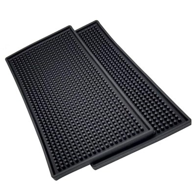 2 Paket Bar Servis Matı, Siyah Salon Berber İş İstasyonu Matı, Kaymaz Esnek Kauçuk Çalışma Matı, Bar Servisi için Profesyonel Tezgah Koruma Matı, Lavabo Matı, Güzellik Salonu 30 x 15 cm