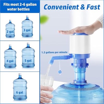 2 Paket Mavi Taşınabilir Manuel Su Pompası, 5 Galonluk Şişe için, Su Sürahisi Dispenseri Şişe Pompası İçme Suyu Pompası, 2-6 Galon için El Basın Su Soğutucu Dispenseri, Dış Mekan ve İç Mekanlar için