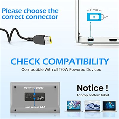 20 V 8.5A 170 W ADL170nlc3a 4x20e50578 45n0113 36200296 Lenovo Thinkpad için Laptop Şarj için Yedek P50 P50 P7 0 W54 0 W541 W550s E440