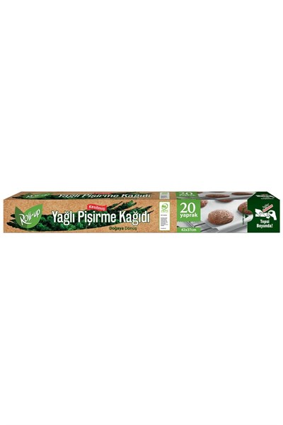 20 Yaprak Doğa Dostu Kesilmiş Pişirme Kağıdı 37x42cm, Doğaya Dönüşümlü Yağlı Kağıt, Fırın Kağıdı