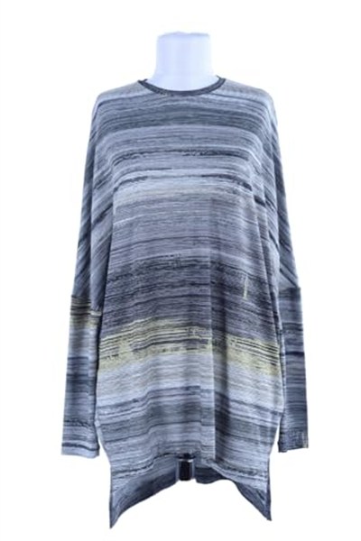 2165_Desenli Yırtmaçlı Oversize Tesettür Tunik