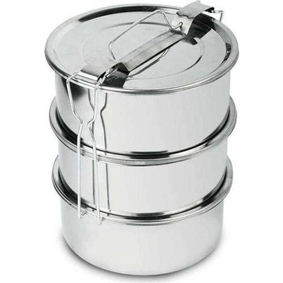 2,2 LT Paslanmaz Çelik 3lü Sefer Tası 2-3 Kişilik Yemek Taşıma Kabı 750ml Isıtılabilir 3 Kap 15x18cm