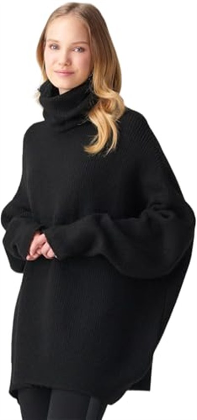 2268 Balıkçı Yaka Oversize Kazak-Açık Yeşil