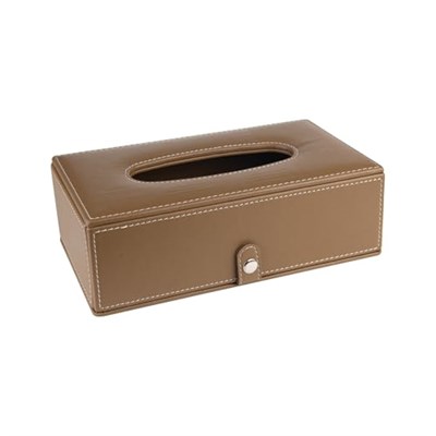 2K Suni Deri Peçetelik Mendil Kutusu 13 * 24 * 6 cm. Vizon