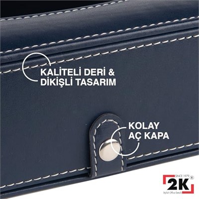 2K Suni Deri Peçetelik Mendil Kutusu 13 * 24 * 6 cm. Lacivert