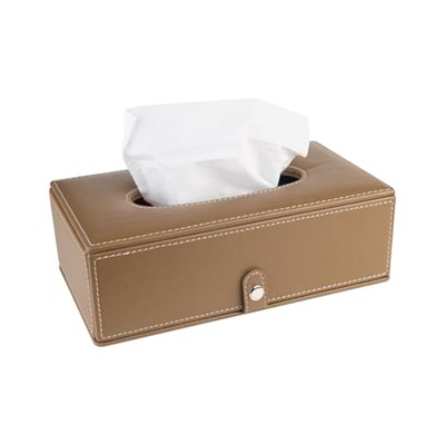 2K Suni Deri Peçetelik Mendil Kutusu 13 * 24 * 6 cm. Vizon