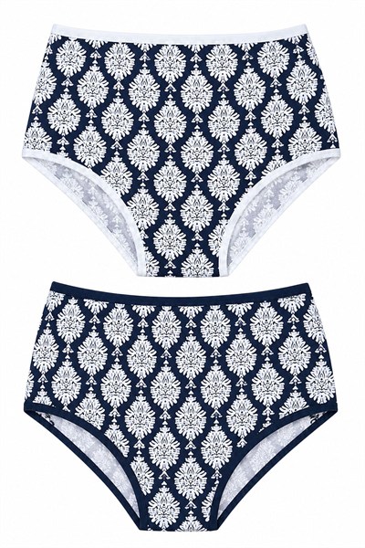 2li Kadın Damalı Bikini Külot Arka Düz Yüksek Bel İnce Lastik Ekonomik