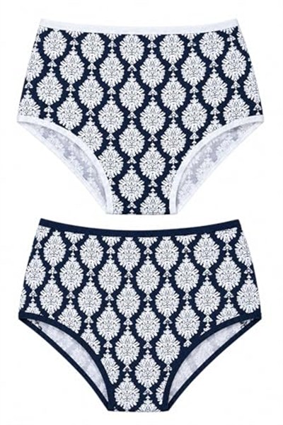 2li Kadın Damalı Bikini Külot Arka Düz Yüksek Bel İnce Lastik Ekonomik