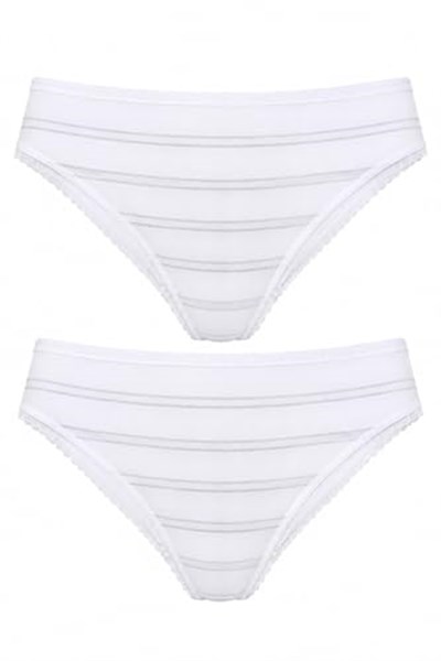 2li Kadın Sim Çizgili Bikini Külot Yüksek Bel İnce Lastik Ekonomik