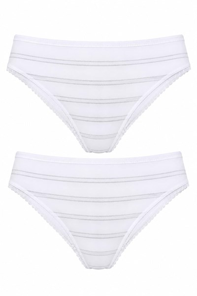 2li Kadın Sim Çizgili Bikini Külot Yüksek Bel İnce Lastik Ekonomik