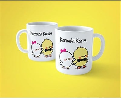 2li Kocamda Kocam - Karımda Karım Çiftli Baskılı Kupa Bardak
