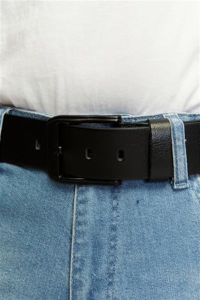 2li Siyah Kahverengi Erkek Hakiki Deri Siyah Tokalı Erkek Kot Kemeri 4,5 Cm