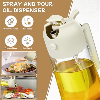 2si 1 Arada Yağ Dağıtıcı ve Yağ Püskürtücüsü 2 adet, 16oz/470ml Pişirme için Cam Yağ Püskürtücüsü-DWTS Yağ Püskürtme Şişesi, Mutfak, Hava Fritözü, Mutfak, Salata, Izgara için Sis Zeytinyağı