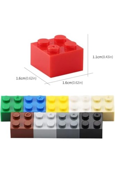 2x2 Yapı Blok Seti 100 Parça – Standart Ölçülerle Uyumlu Renkli Mini Tuğla Seti – Yaratıcı Oyun ve Eğitim İçin, 3 Yaş Üzeri(Soğuk Renkler)