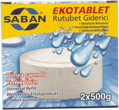 2x500 Gram - Naturel Kokusuz, Nem Alıcı Rutubet Ve Küf Önleyici Yedek Tablet