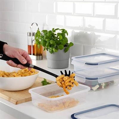 3 adet vakumlu saklama kapları 1,0 litre IKEA gri-mavi dikdörtgen saklama kutusu