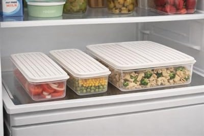3’lü Modüler Buzdolabı Saklama Kabı Seti Düzenleyici Organizer Kutu (Beyaz)