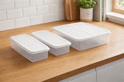 3’lü Modüler Buzdolabı Saklama Kabı Seti Düzenleyici Organizer Kutu (Beyaz)