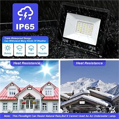 30W LED spot, dış mekan 3000lm LED duvar spot lambası, dış mekan spot ışığı, soğuk beyaz 6000 K su geçirmez IP66 LED ışıklı spot, atölye garaj bahçe için