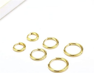 316L Cerrahi Çelik Halka Küpe Seti 3 Çift Altın Renk Hipoalerjenik Piercing Küpe Kadın Erkek Unisex Helix Tragus Kıkırdak Burun Dudak Halkası Paslanmaz Çelik Minimal Şık Günlük Takı 16mm 20mm 24mm