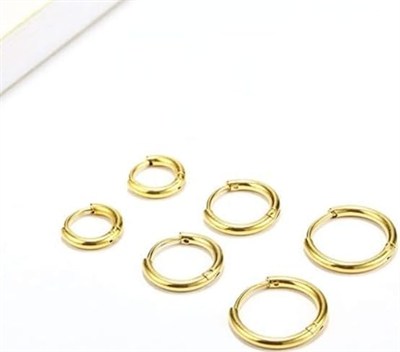 316L Cerrahi Çelik Halka Küpe Seti 3 Çift Altın Renk Hipoalerjenik Piercing Küpe Kadın Erkek Unisex Helix Tragus Kıkırdak Burun Dudak Halkası Paslanmaz Çelik Minimal Şık Günlük Takı 16mm 20mm 24mm