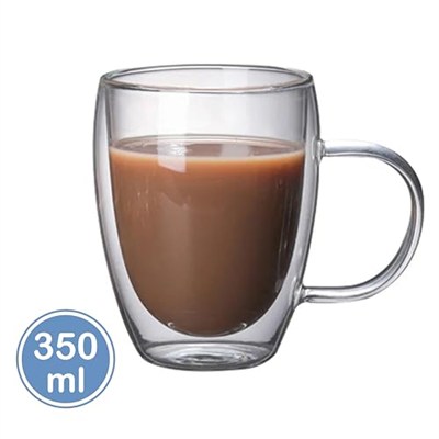 350ml çift katmanlı Kulplu cam bardak