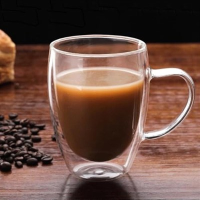 350ml çift katmanlı Kulplu cam bardak