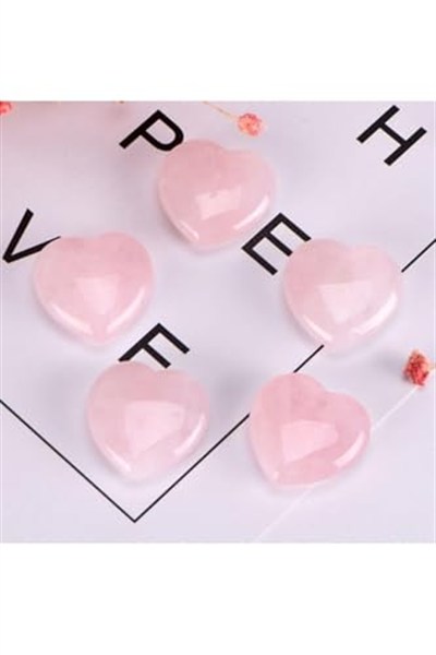 (3719) Yeni Kalp Pembe Kuvars Zincirli Kolye Pembe L