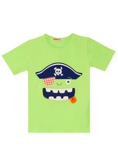 3D Yeşil Korsan Çocuk T-shirt Şort Bandana Takım