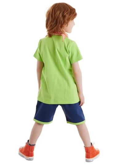 3D Yeşil Korsan Çocuk T-shirt Şort Bandana Takım