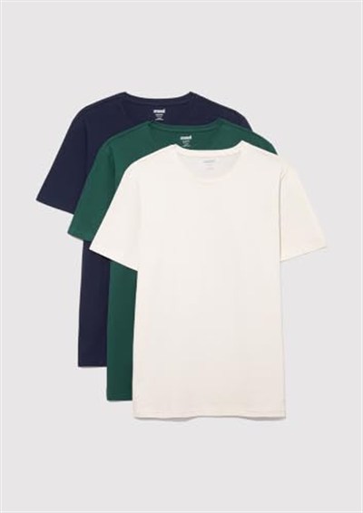 3lü Bisiklet Yaka Erkek Basic Tişört Slim Fit/Dar Kesim 0611784-70490