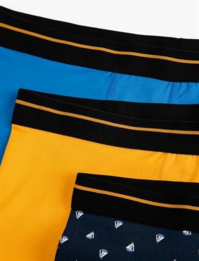 3lü Boxer Seti Marin Baskılı Çok Renkli