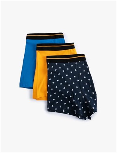 3lü Boxer Seti Marin Baskılı Çok Renkli