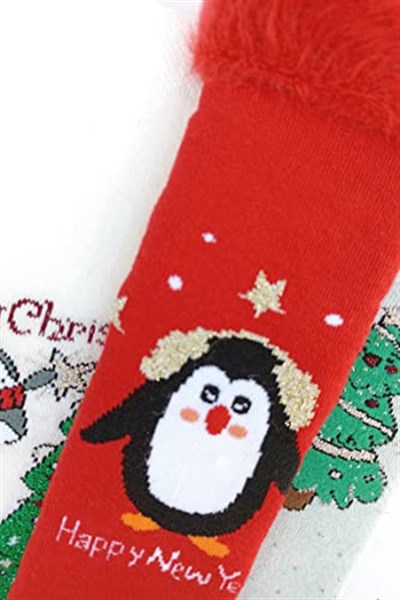 3lü Noel Temalı Kaydırmaz Çocuk Havlu Çorap 28-30