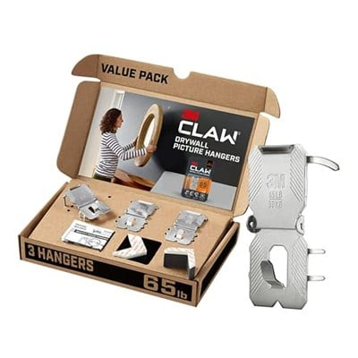 3M CLAW (TM) 29,5 kg. Spot İşaretleyicili Alçıpan Resim Askısı, Oda Dekoru ve Ofis Dekoru için Ağır Asma Çözümü, Aynalar veya Büyük Sanat - 3lü Paket
