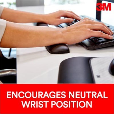 3M Klavyeler için Jel Bilek Desteği, Yatıştırıcı 3M Jel Teknolojisi ve Tüm Gün Rahatlık ve Destek için Saten Pürüzsüz Kapak, Dayanıklı ve Temizlemesi Kolay, 19 inç, Siyah (WR85B)