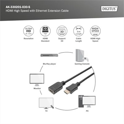 3m Yüksek Hızlı HDMI Uzatma Kablosu AK-330201-030-S - Seçenekler: 3m, 1m, 3 Meters, 3 Metre, 5 m, 5 Metre, 15m, 20m, 30m, 40m...