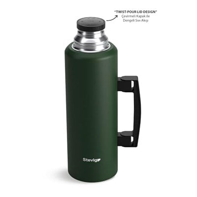 4 Camp Klasik Vakumlu Kulplu Çelik Termos 1.5 LT. Green ST-206