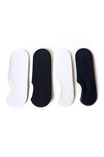 4 Çift Pamuklu Patik Çorap Seti - Kaymaz ve Dikişsiz - Unisex Sneaker Çorabı