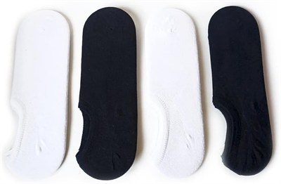 4 Çift Pamuklu Patik Çorap Seti - Kaymaz ve Dikişsiz - Unisex Sneaker Çorabı