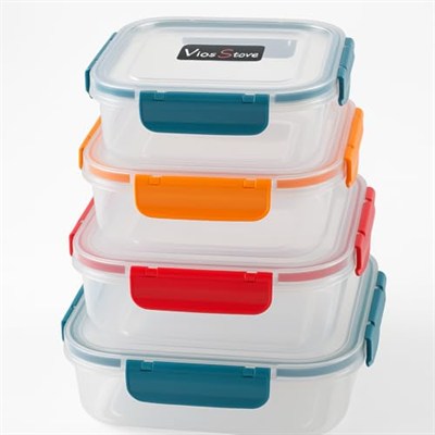 4’lü Kilitli Saklama Kabı Seti – Sızdırmaz Kapaklı, Farklı Boy ve Renklerde, BPA İçermez, Plastik Gıda Saklama Kutusu (2150 ml- 1300 ml - 700 ml - 300 ml) (Mavi)