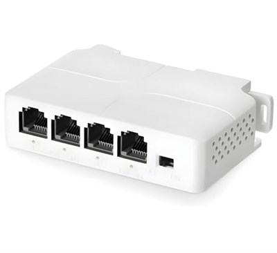 4 Portlu PoE Genişletici, 3 PoE Çıkışında 1 PoE, IEEE802.3af/PoE Powered Geçiş Anahtarı, 100Mbps Ethernet, DIN Ray ve Duvara Montaj